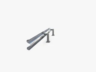Tileable single sided traffic barrier guardrail V2 Low-poly 3D model