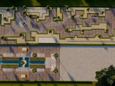 Master plan of landscape garden urban landscape 3D model