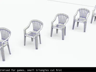 Garden Plastic Chair White - 3 versions Low-poly 3D model
