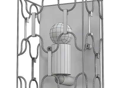 dunkan-2021-04-ap-1 gold wall light with iron frame 3D model