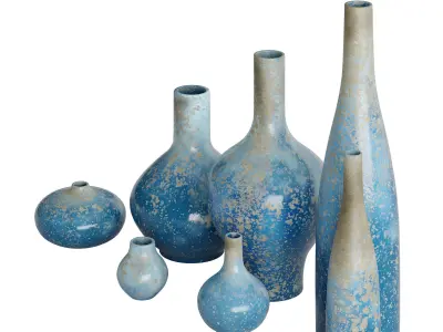 Reactive Glaze Ocean Ceramic Vases 3D model