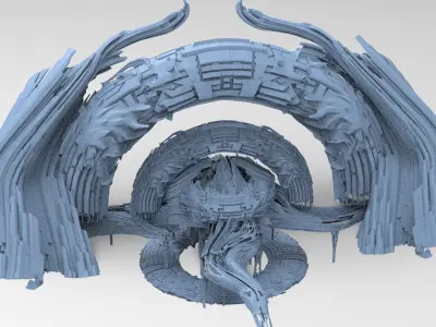 Sci fi Ocean water Temples 3D model