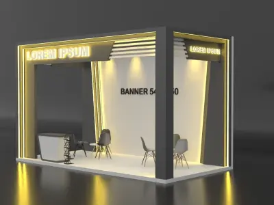 EXHIBITION STAND 001 3X6 3D model with technical drawing 3D model