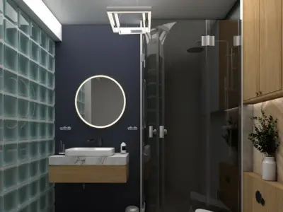 A minimalist functional  and streamlined aesthetic  Bathroom 3D model