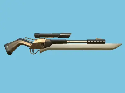 Sniper Gunblade 01 - Bronze Black - Weapon SciFi Design Low-poly 3D model