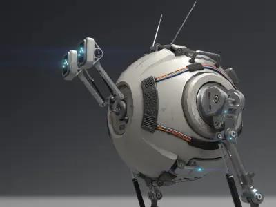 DOBO Drone mechanical robot character Low-poly 3D model