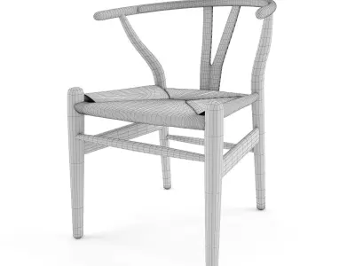 Natural Hans Wegner Replica Wishbone Chairs Low-poly 3D model