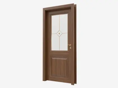 Classic Wooden Interior Door with Furniture 017 3D model