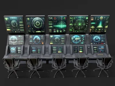 Control Desk 2 Low-poly 3D model