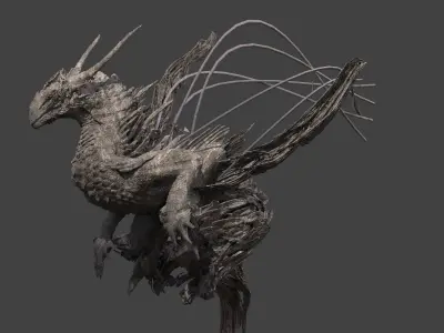 Viking Dragon Airship statue 3D model