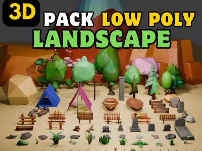 3D Low Poly pack landscape Low-poly 3D model