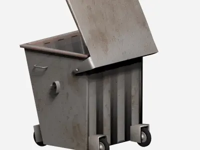 Galvanize big street garbage container Low-poly 3D model