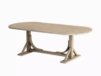 Medieval Wooden Tavern Table 02 Low-poly 3D model