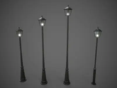 PBR Outdoor Street lamp post Low-poly 3D model