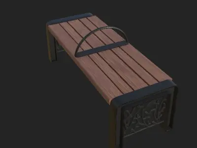 Korean roadside bench chair Low-poly 3D model