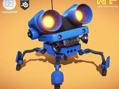 Piccolo - Spider robot sci-fi character Low-poly 3D model