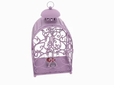 Outdoor lantern  - candle lighting with decoration 3D model