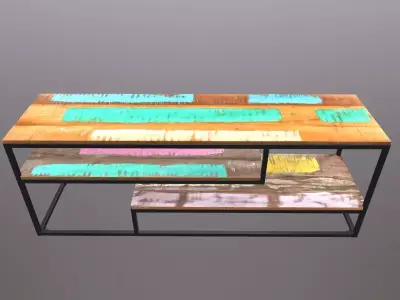 Bench reclaimed wood console table 3D model