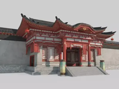 Second Gatehouse of Ancient Asian Architecture 3D model