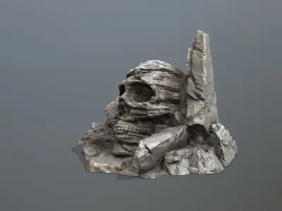 Skull Rock Low-poly 3D model 4