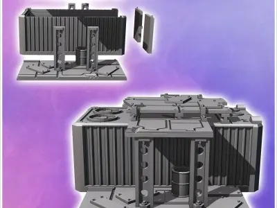 Container shelter with crates and metal awning 6 - Modern WW2 WW 3D print model