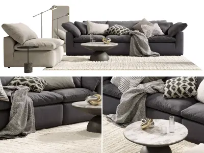 Modern Neutral Living Room Set 1 3D model