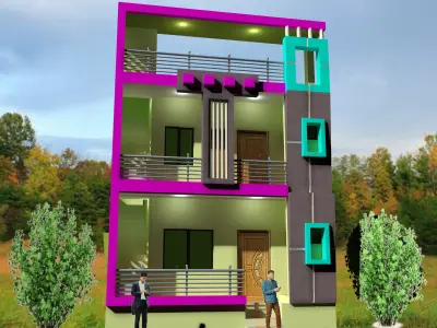 Exterior Model house design in hyderabad 3D print model