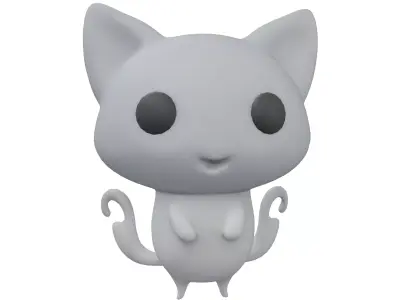 Double Tail Cat Ghost Character v1 005 Low-poly 3D model