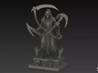 Death Reaper Statue Chain Pose Low-poly 3D model