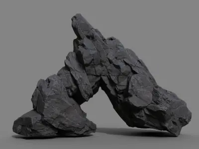 Low Poly Black Rock Formation 221219 - Ultra HD 16K Texture Low-poly 3D model