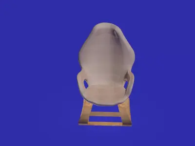 Armwholes wooden and cotton armchair 3D model