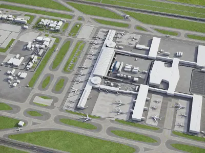 Santiago Airport Low-poly 3D model