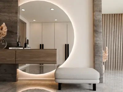 Modern  elegant minimalist entryway architectural visualization 3D model