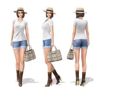 Summer Street Fashion Outfit Low-poly 3D model
