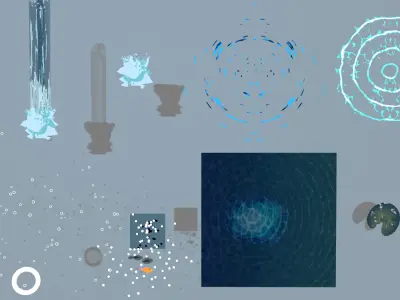 anime style waterfall complete pack of 8 3D model