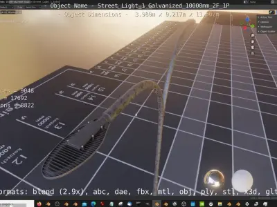 Street Light 1 Galvanized 10000mm 2F 1P Low-poly 3D model