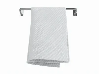 Metal Towel Rail with folded Towel 01 3D model