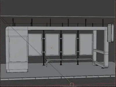 Solar panel Covered Modern Bus stop  Low-poly 3D model