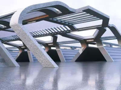 Modern Futuristic Corridor- Architectural Background- V1U4 3D model