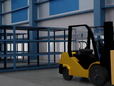 Warehouse 3d Model with Forklift 3D model