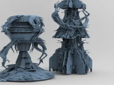 Alien electricity Pylon tower 3D model