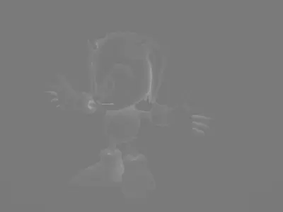 Sonic hedgehog on grassy field Low-poly 3D model