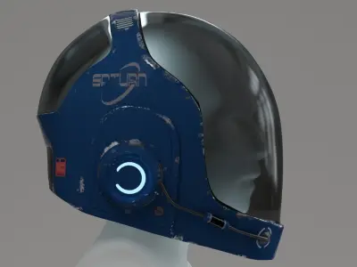 Sci-fi Helmet Low-poly 3D model