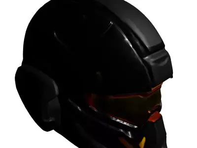 Futuristic SciFi Combat Helmet Low-poly 3D model