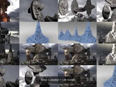 Aztec Collection 1 futuristic looking cross 3D Model Pack