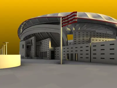 Estadio Metropolitano Madrid Low-poly 3D model