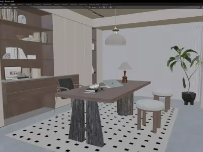 Modern Minimal Home Office 3D model