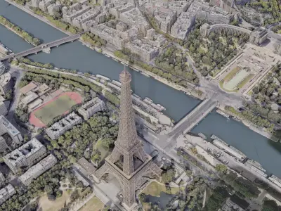 Paris City Eiffel Tower Realistic 3D model