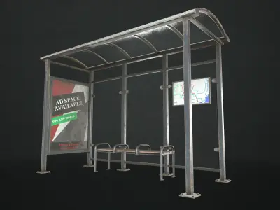 Bus Stop Shelter Low-poly 3D model