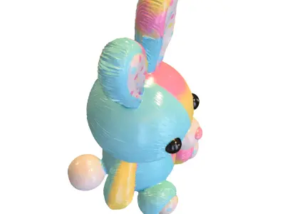 Pastel Patchwork Bunny Plush 3D model